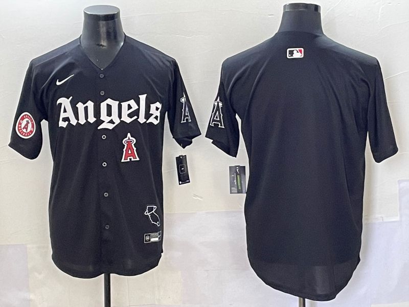 Men 2025 Los Angeles Angels Blank Black Five generations Joint Name Nike MLB Jersey style 8